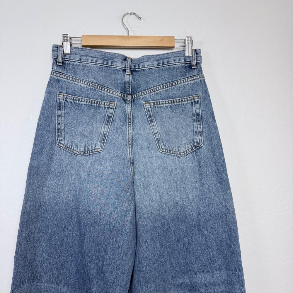 NEW Zara Womens High Waisted Ultra Wide Leg Jeans Blue Denim Size 6 - Picture 4 of 10